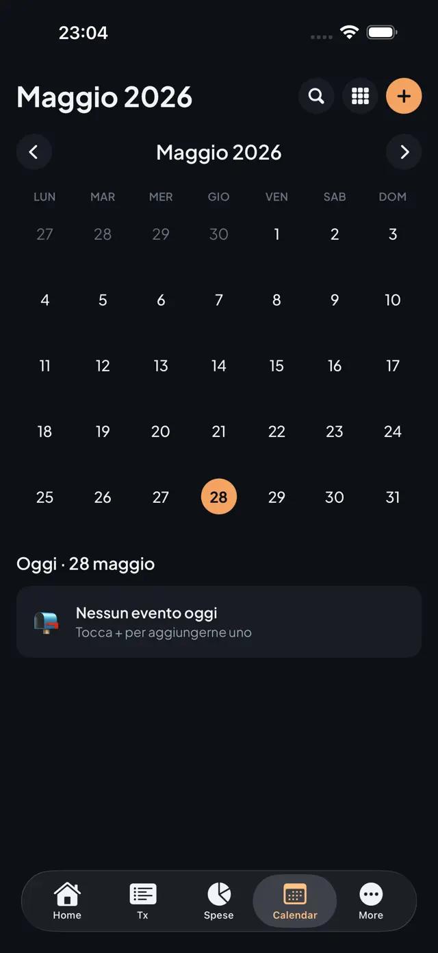 Calendario di bollette e ricorrenze
