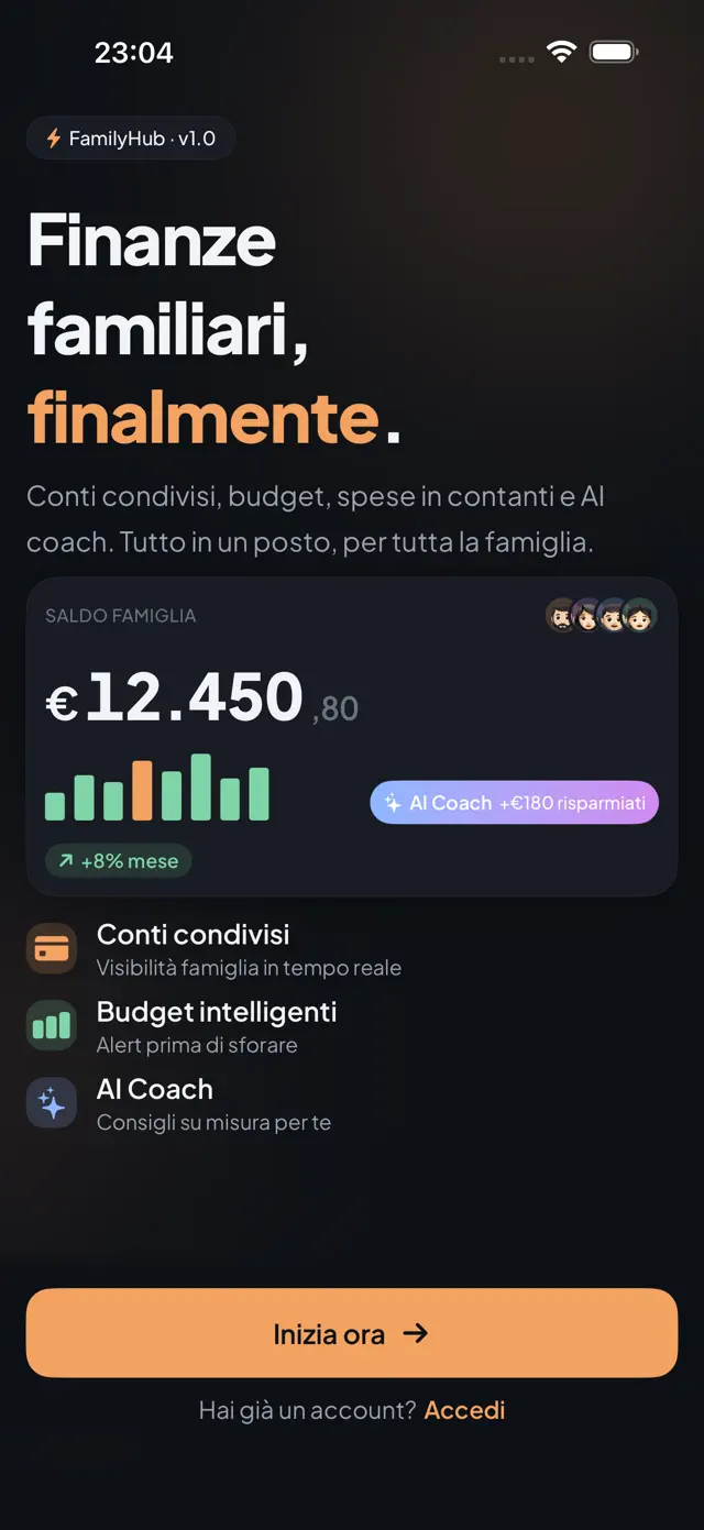 Onboarding e benvenuto in FamilyHub